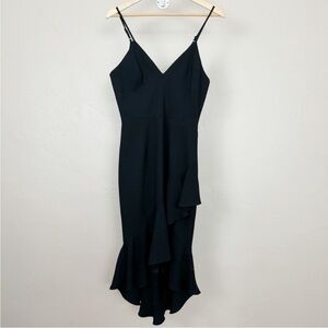 Zara Black Midi Dress with Ruffle Hem